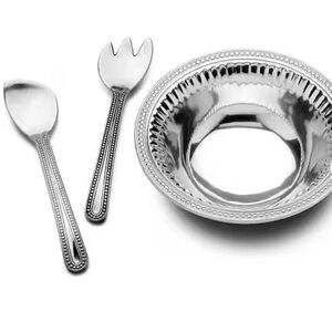 Wilton Armetale Flutes and Pearls 3 piece Salad serving set, Excellent condition